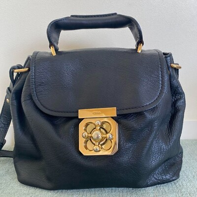 #ad CHLOE bag leather Black glod chain gold hardware inside pocket Height 18cm Used