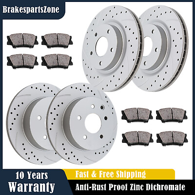 #ad Fit for Nissan Rogue Front Rear Brake Rotors Brake Pads Slotted Drilled Brakes