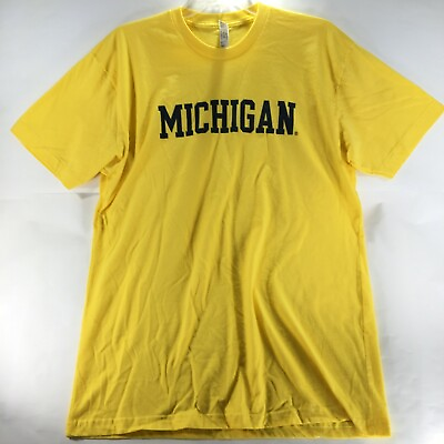 #ad Michigan Wolverines Adult T Shirt Size Large Yellow Maize Gold University