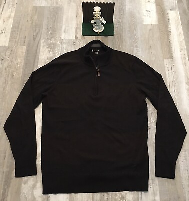 #ad Smartwool Sweater Mens Medium Quarter Zip Black Brown Merino Wool Blend $130