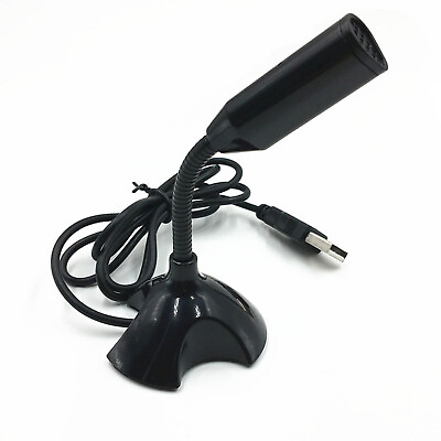 #ad Black USB Mini Desktop Speech Microphone Stand for PC Laptop Computer Notebook A