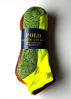 #ad Polo Ralph Lauren Mens Multicolor Classic Sport Quarter Socks 6 Pair Shoe 6 12