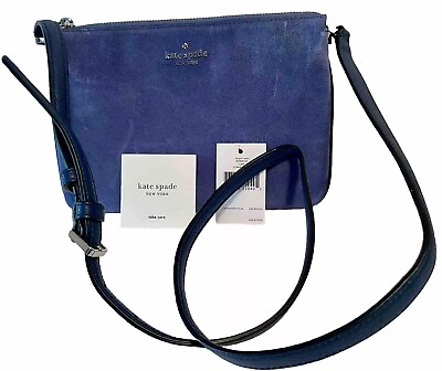 #ad New Kate Spade Leila Suede Leather Triple Gusset Crossbody Handbag Purse W Tag