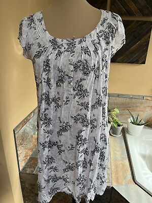 #ad Croft and Barrow nightgown gown 100% rayon knit floral buttons Small