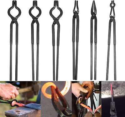 #ad 6Pcs Heavy Duty Steel Blacksmith Forge Tongs Tool Set For Knife Forge Making