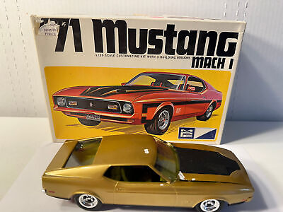#ad MPC 1971 Ford Mustang Mach 1 Mustard 1 25 Scale Built Model With Original Box