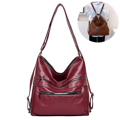 #ad Double Zipper Shoulder Bag Women High Capacity Handbags Adjustable Backpack