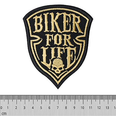 #ad Biker for Life embroidered patch Skull. Motorcycle club.