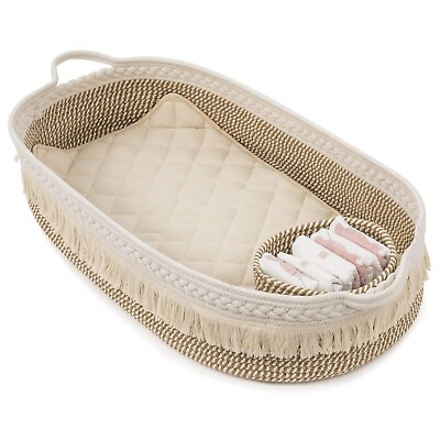 #ad Rolife Cotton Baby Changing Basket with Diaper Changing Foam Pad amp; Storage