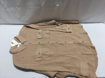 #ad J253 AERIE Lumber Jane Waffle Button Up Shirt Brown Womens Size Medium