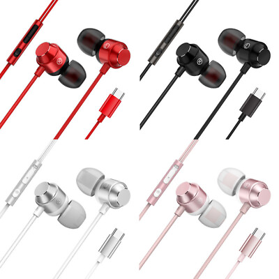 #ad Type C USB C In Ear Earphone Headset Headphone Earbuds Wth Wire controlled Mic
