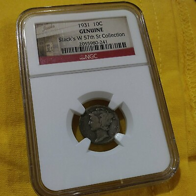#ad NGC GENUINE 1931 P 10C MERCURY SILVER DIME STACK#x27;S 57TH ST. COLLECTION