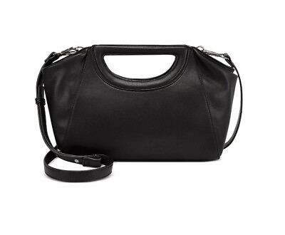 #ad INC Giigi open handle faux leather women#x27;s clutch crossbody bag BLACK