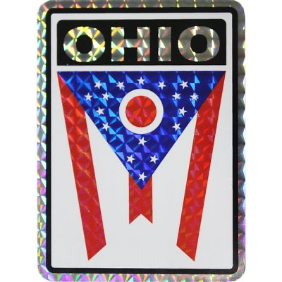#ad State of Ohio Flag Reflective Decal Bumper Sticker