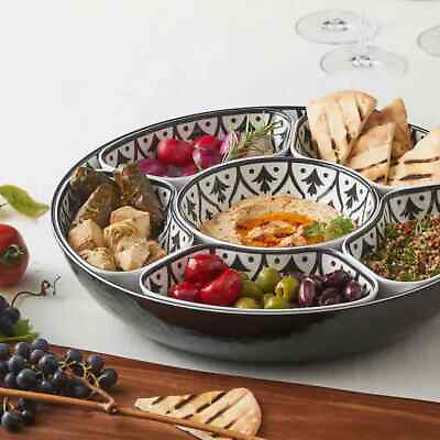 #ad 7 piece Melamine Lazy Susan with Cover Black