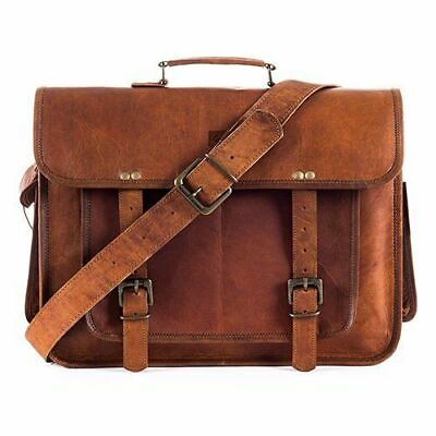 Handmade Genuine Leather Cross body satchel For Men Office BusinessBriefcase $64.44