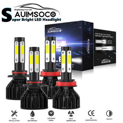 #ad 4x LED Headlight Super Bright White Bulbs 9005 H11 High Low Beam Conversion Kit