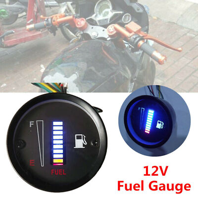 #ad Universal 52mm 2quot; Fuel Level Gauge Car Meter Digital Blue LED Light Automotive