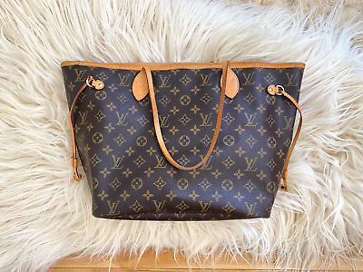 #ad Louis Vuitton Neverfull MM Monogram LV Brown Canvas Designer Classic Tote Bag