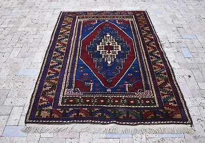 #ad Turkish Rug 54#x27;#x27;x82#x27;#x27; Hand Knotted Vintage Soft Wool Anatolian Carpet 139x210cm