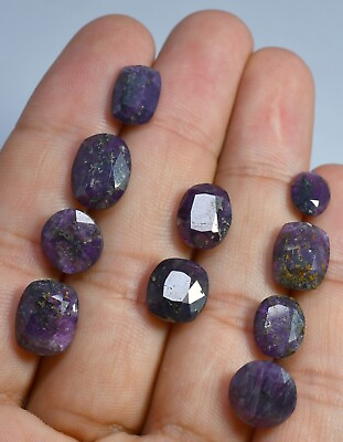 #ad 73 CT Miraculous Natural Purple Corundum SAPPHIRE Cut Gemstone s Lot @Pakistan