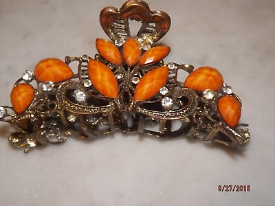 #ad Fashion orange petals and Crystal Metal Hair Claws Clips very nice