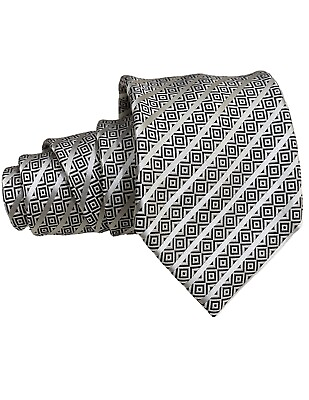 #ad Stefano Ricci Tie Gloss Silk Silver Stripe Handmade Italy