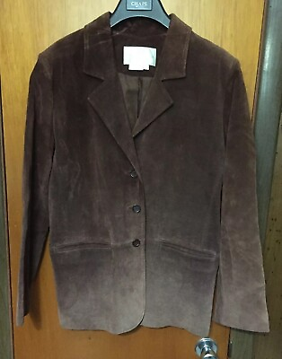 #ad Brown Leather Ladies Jacket Size 8 Margaret Godfrey