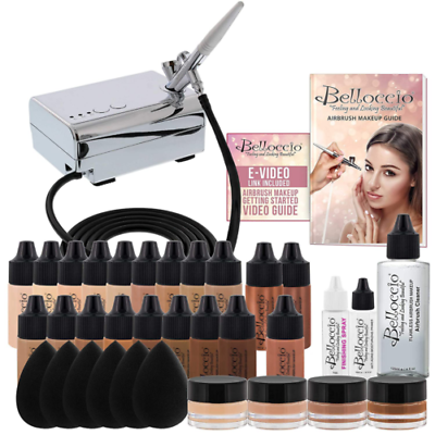 #ad Complete Professional Belloccio Airbrush Cosmetic Makeup System All 17 Shades