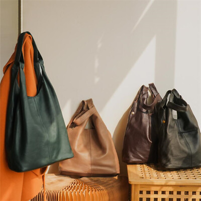 #ad Womens Casual Commuting Tote Bag Large Handbag Genuine Leather Shoulder Bag