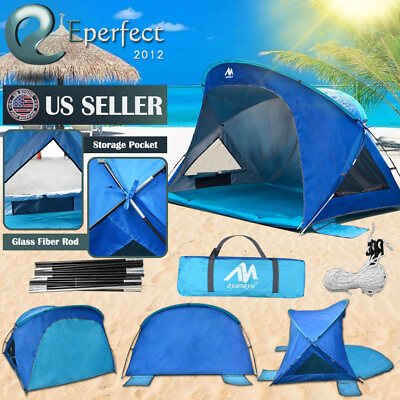 #ad Easy Beach Tent Portable Sun Shade Shelter Outdoor Camping Windproof Canopy Blue