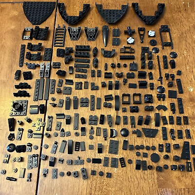 #ad LEGO Lot 240 Black Brick Pieces Various Sizes 1x4 1x2 1x1 Vintage Boat Hull More