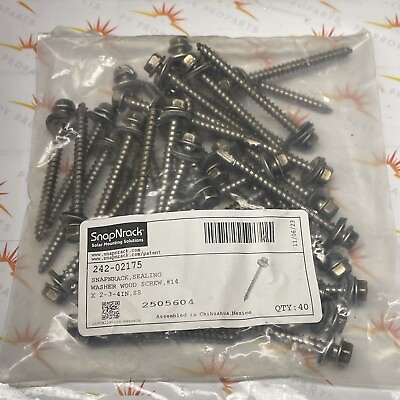 #ad 40pc SnapNrack 242 02175 2 3 4quot; Sealing Washer Wood Screw SS
