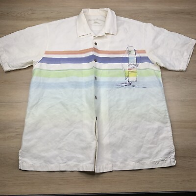 #ad Tommy Bahama Mens Linen amp; Silk Short Sleeve Collectors Edition Shirt Large
