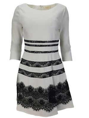 #ad ERIN Women#x27;s White Lace Stripes Dress #50714273780 6 NWT