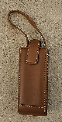 #ad Women#x27;s Vintage Coach Leather Cell Phone Case Wristlet Strap Brown