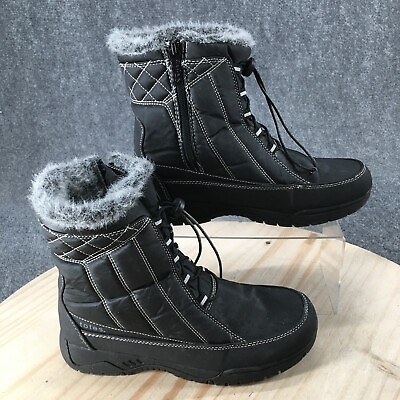 #ad Totes Boots Womens 9.5 Eve Quilted Side Zip Winter Snow Boot Black Fabric Flats
