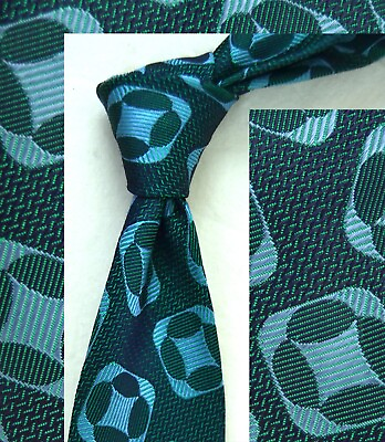 #ad Fantastic Shimmering Blue Squares on Green Neck Tie