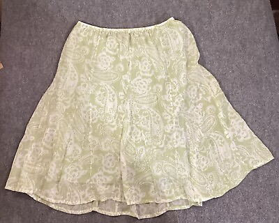 #ad Avenue Skirt Womens 22 24 Green White Floral Paisley Soft Lined Pleated