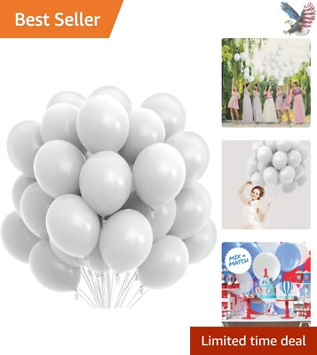 #ad Thicker 12 Inch White Party Balloons with Ribbons Ideal Event Decoration Set