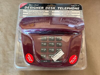 #ad Vintage 1990#x27;s Lenoxx Sound Designer Desk Telephone BRAND NEW Ph 306 Maroon