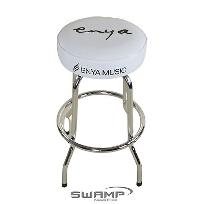 #ad Enya Premium Guitar Chair Bar Stool White Chrome Padded Seat Top