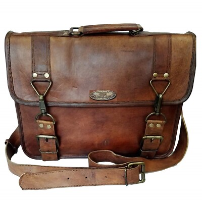 Unisex Vintage Leather Messenger 15quot; 16quot; 17quot; 18quot; Laptop Briefcase Satchel Bag $51.47