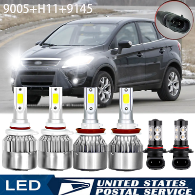 #ad For Ford Escape 2013 2014 2015 2016 LED Headlight High Low Fog Light Bulbs Combo