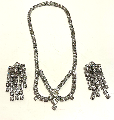 #ad Vintage Estate Carol Deb Rhinestone Cocktail Necklace amp; Earrings