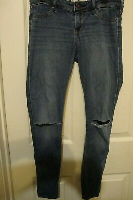 #ad Hollister Jeans Skinny Distressed ripped Light Wash Denim 5 6 S or 27 x 27 213
