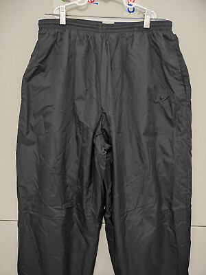 #ad Nike Pants Mens XL Black Windbreaker Shell Drawstring Ankle Zip Lined VTG 90s