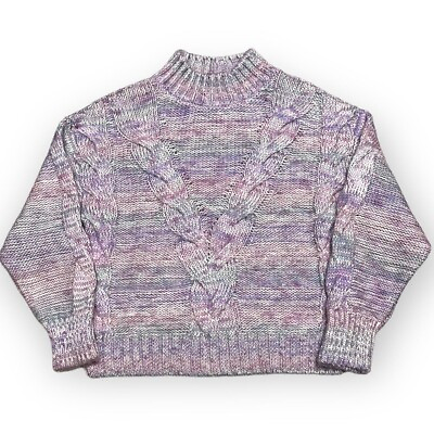 #ad MAEVE by Anthropologie Soft Braided Knit Misty Purple Designer Crop Sweater XS
