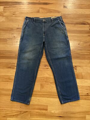 #ad Carhartt Dungaree Fit Denim Blue Carpenter Work Jeans Mens TAG 38 Fits 38 x 29