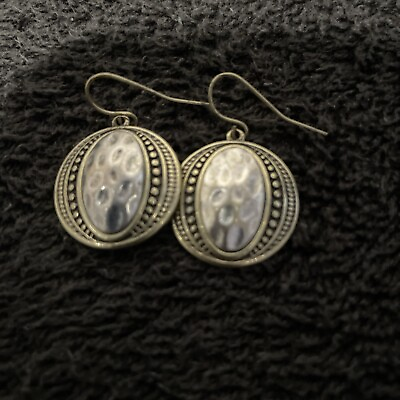 #ad VINTAGE Designer Statement Earrings Antique Silver GoldTone Premier Designs Chic